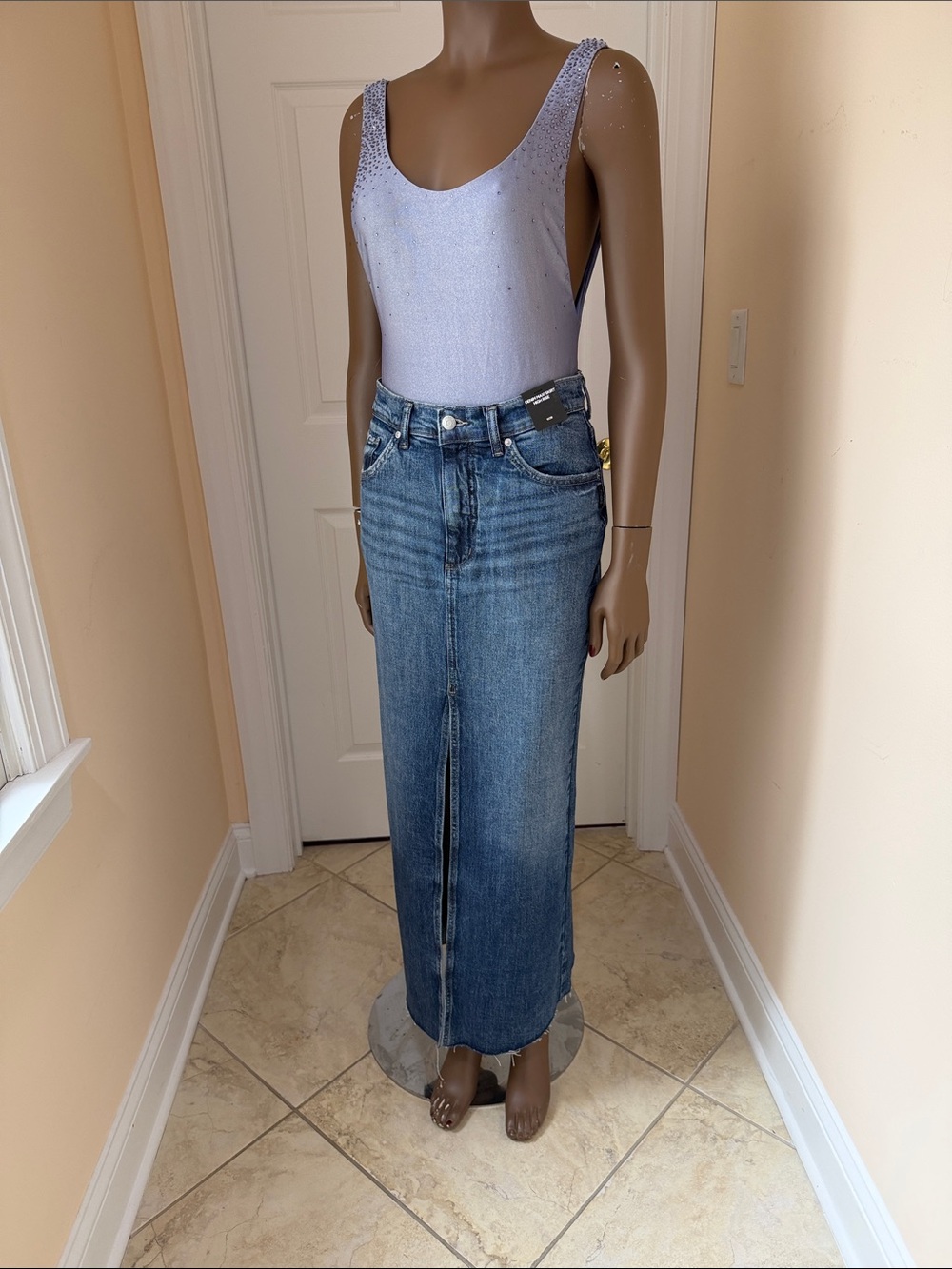 Silver Jeans Classic Indigo Denim Maxi Skirt